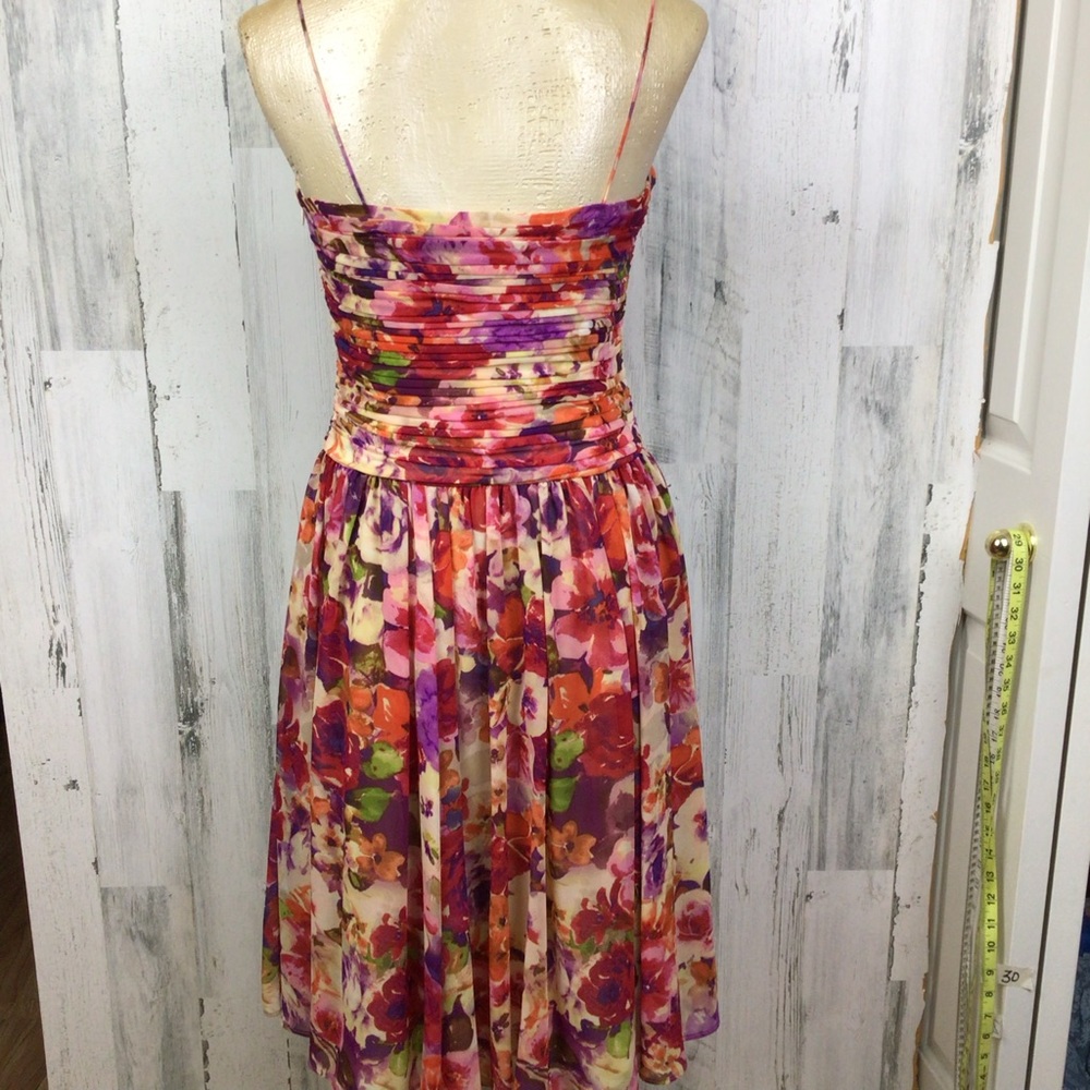 Lauren Ralph Lauren Fit & Flare Dress Multicolor Garden Floral Gathered Flowy 2 View 3